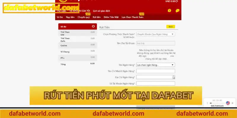 Rút tiền phút mốt tại Dafabet